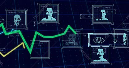 3D grid appearing portraits fading counts rising, line graph pulsing visualizing engagement growth