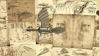 Leonardo Da Vinci Antique Flying Machine Animation