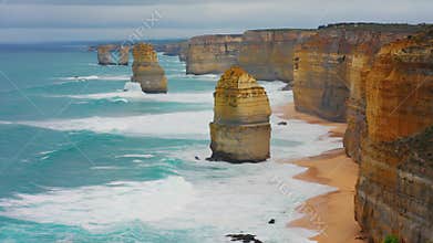 Majestic Twelve Apostles Along the Rugged Australian Coastline Generative AI