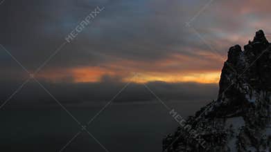 Sunset in the mountains dark time lapse