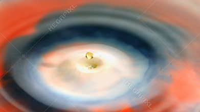 Drop of oil falling in paint