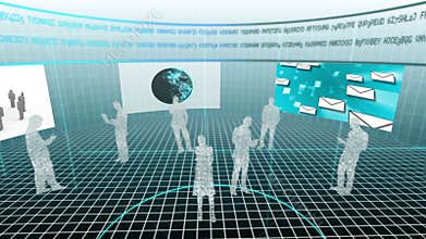 Animation with holograms of business people