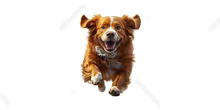 Happy Dog Running Towards Camera. Energetic Pet In Motion Capturing Joy And Playfulness Isolated On Transparent
