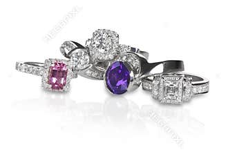 Cluster stack of diamond wedding engagment rings