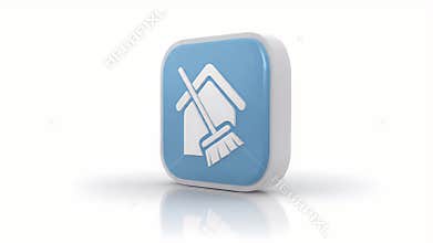 3D Render of House Cleaning Icon: Home Maintenance Symbol