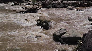 Mae Taeng River Rapids Flowing Over Rocks, Chiang Mai