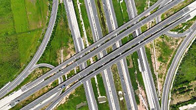 Aerial view bridge intersection between the highway