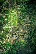 Castle wall in woods