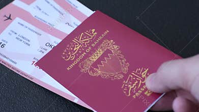 Bahraini passport for travelling, flying and doing business. Bahrain document, id