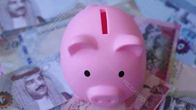 Bahrain paper money, dinar banknotes as currency for exchange or travel. Bahraini money