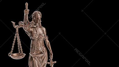 Rotating Lady Justice Statue Alpha Footage with Transparent Background