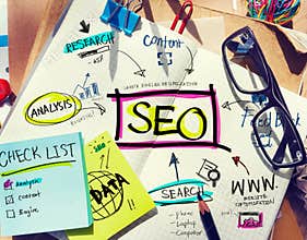 Desk with Notes About SEO