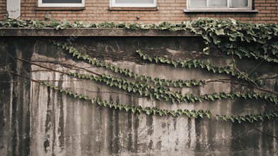 Wall With Ivy In Old European Town During The Day