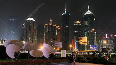 Satelite antennas in Business district in Shanghai, China