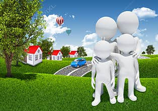 Family 3d white people