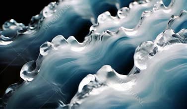 Ethereal Blue and White Fluid Motion: Dynamic Swirls & Bubbles