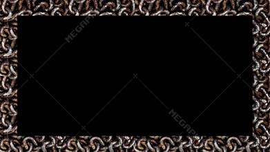 Black frame with animated chain pattern motif edges