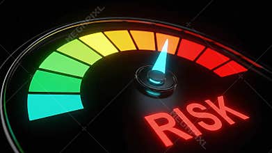 Risk meter gauges high showing danger ahead