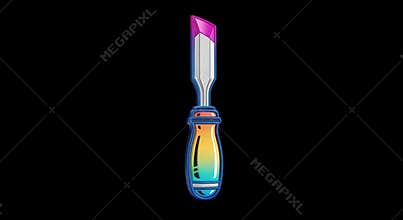 Colorful Chisel Illustration on Black Background