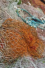 Discarded fishing nets ropes