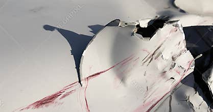 a metal part of a car damaged during a road accident