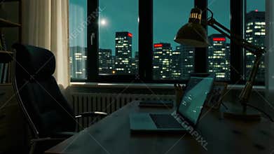 Productive Home Office Workspace Day to Night Transition Timelapse in 4K