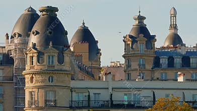 Beautiful historical roofs of Paris.Traditional architecture in the heart of the capital of France