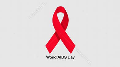 World aids day red ribbon awareness animation
