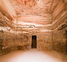 Treasury temple inside detail in Petra