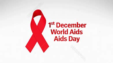 World aids day red ribbon awareness animation