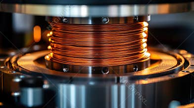 Copper Coil Inside Industrial Machinery With Stainless Steel Components