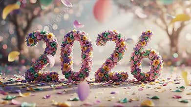 2026 Floral Petal Number Reveal in Pastel Garden