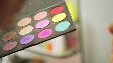 Bright eye make-up closeup