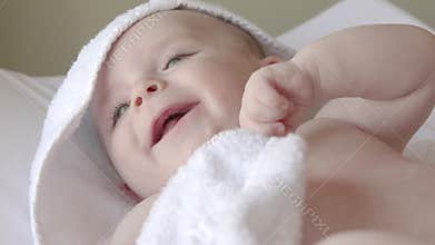 Newborn baby smiling