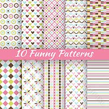 Abstract geometric bright seamless patterns