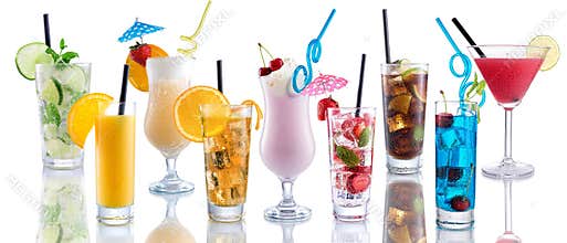 Cocktail Mix, many many cocktails next to each other