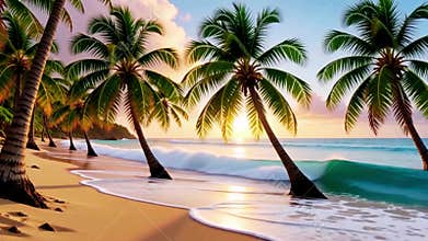 Lofi Beach Chill Vibes Animation Coconut Trees & Relaxing Summer Loop in 4K