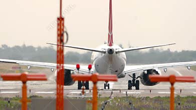 Airplane accelerating for takeoff