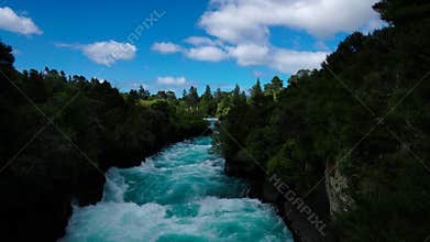 Turquoise River Rapids At Huka Falls New Zealand