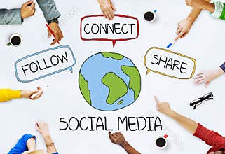 Hands on Table with Social Media Concepts