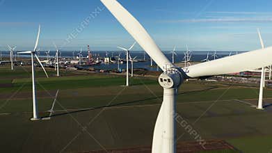 Eemshaven Wind Energy Production, aerial views.