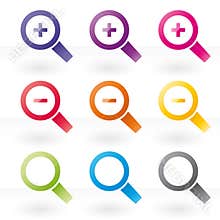 Magnifying glass icon set