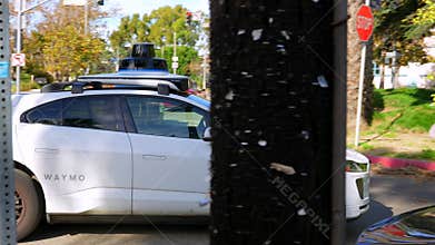 Beverly Hills USA December 1 2025 Autonomous Waymo taxi driving