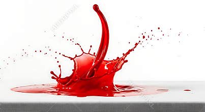 Vibrant Red Liquid Splash Frozen in Motion on White Surface