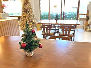 Christmas Tree Close-Up with Festive Ornaments and Holiday Lights for New Year Celebration