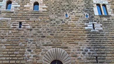 4K video of ancient bricked stone wall and medieval arched door of the Norman Swabian Castle in Gioia del Colle Italy