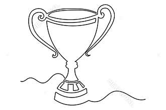 Continuous one line drawing minimalist outline illustration trophy cup design