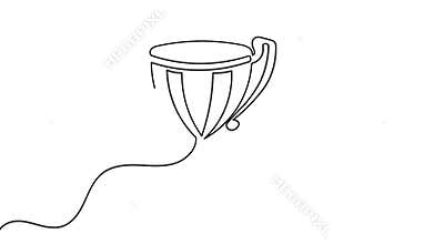 Minimalist trophy cup one line drawing animated video elegant outline