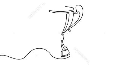 Trophy cup one line art animation video minimalist outline motion design