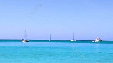 Sail sailing boat boats yacht yachts at sea coast Thailand